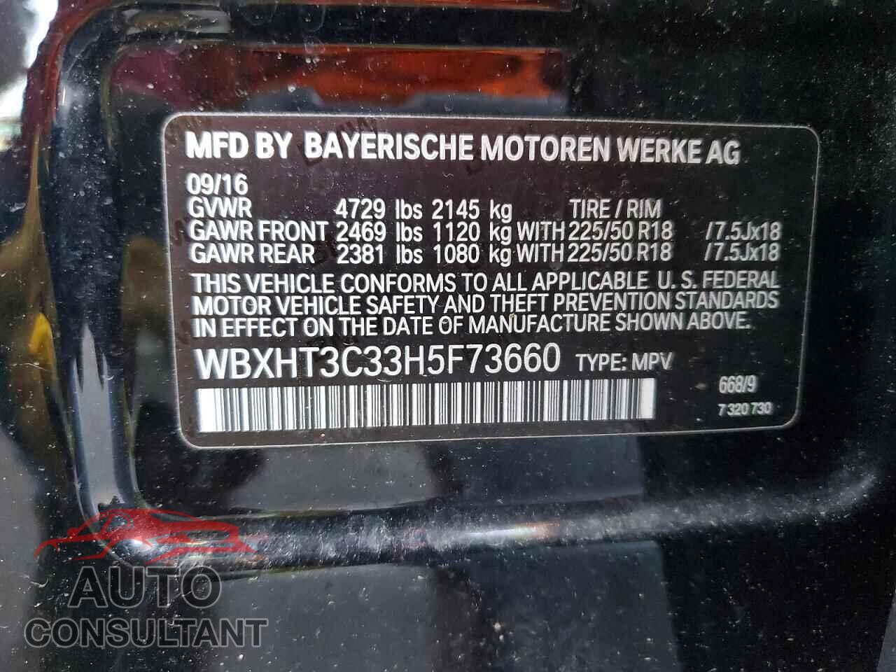 BMW X1 2017 - WBXHT3C33H5F73660