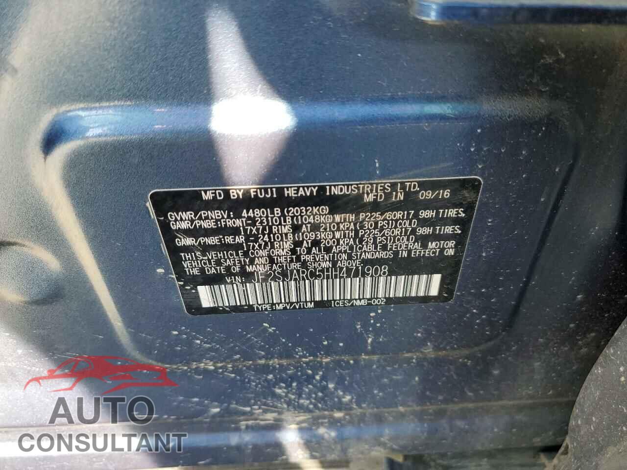 SUBARU FORESTER 2017 - JF2SJARC5HH471908