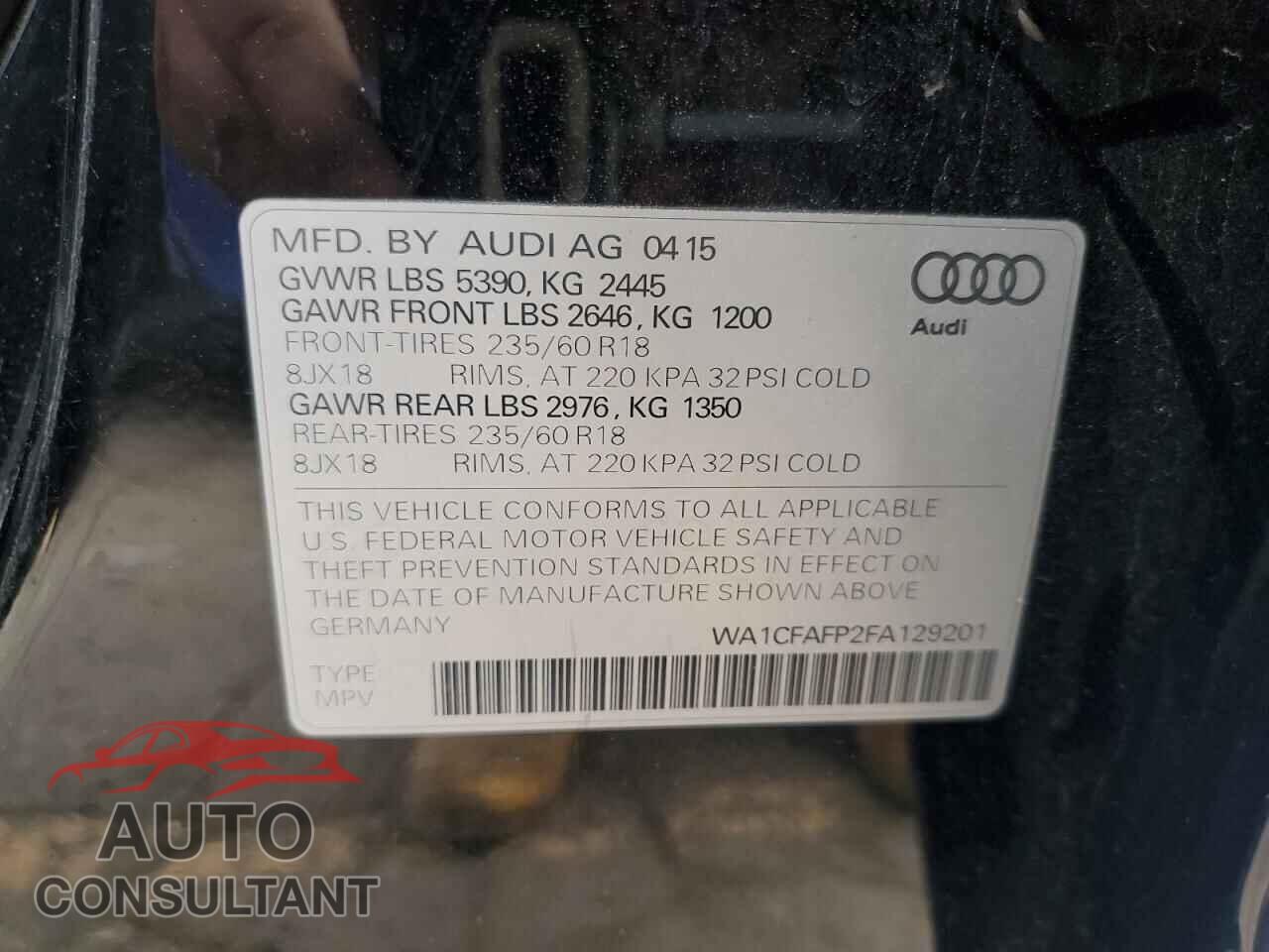 AUDI Q5 2015 - WA1CFAFP2FA129201