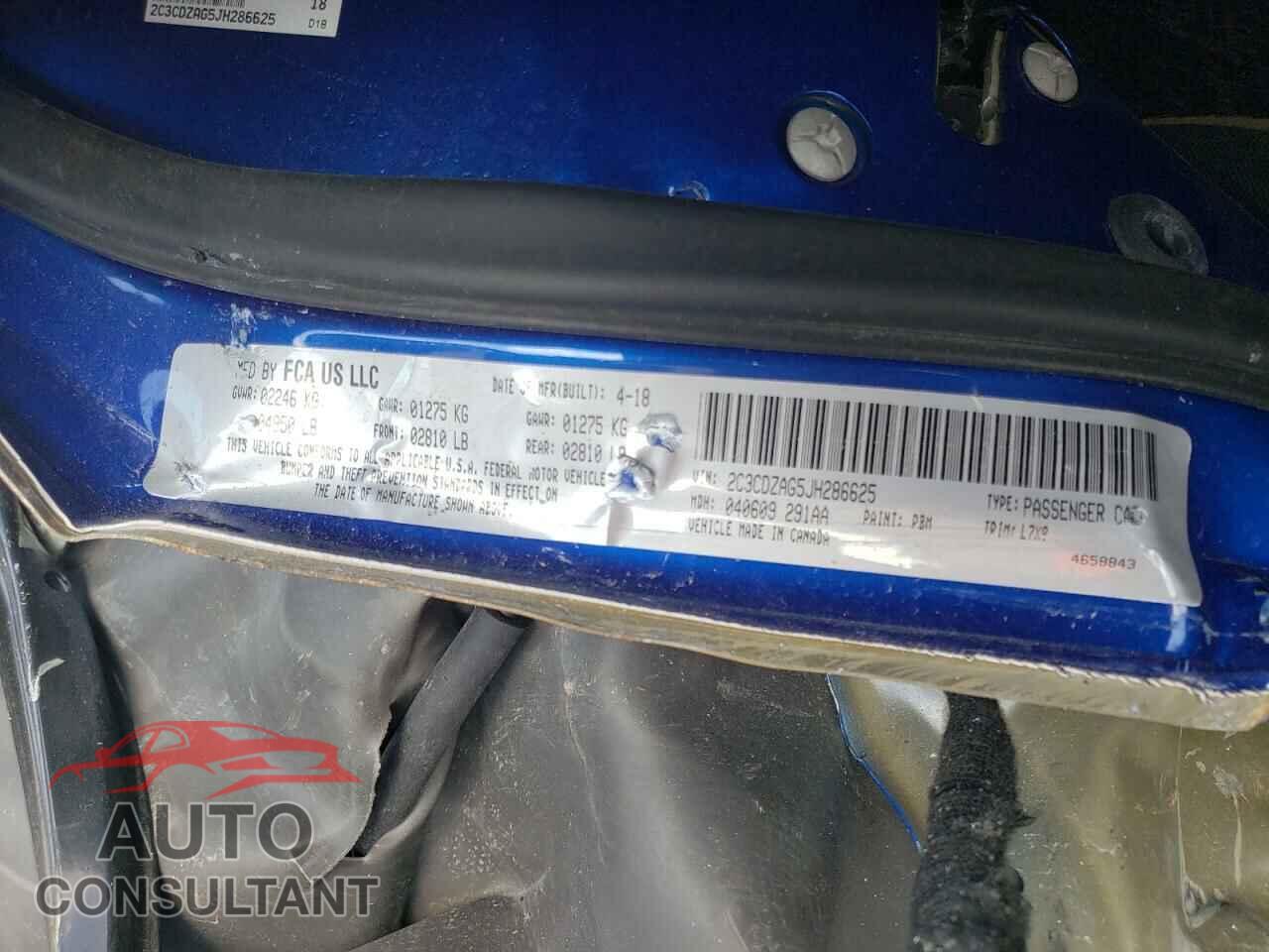 DODGE CHALLENGER 2018 - 2C3CDZAG5JH286625