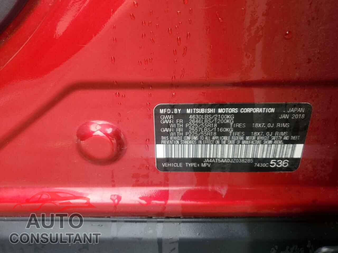 MITSUBISHI ECLIPSE 2018 - JA4AT5AA0JZ038285