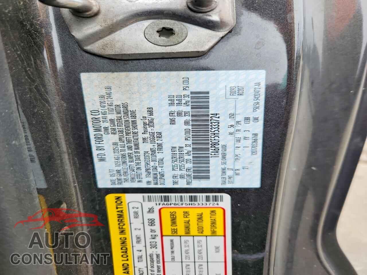 FORD MUSTANG 2017 - 1FA6P8CF5H5333724