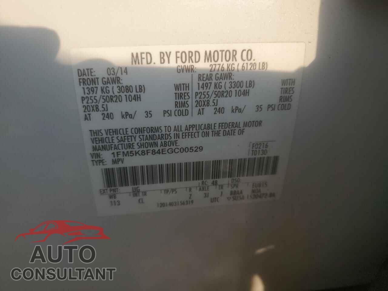 FORD EXPLORER 2014 - 1FM5K8F84EGC00529