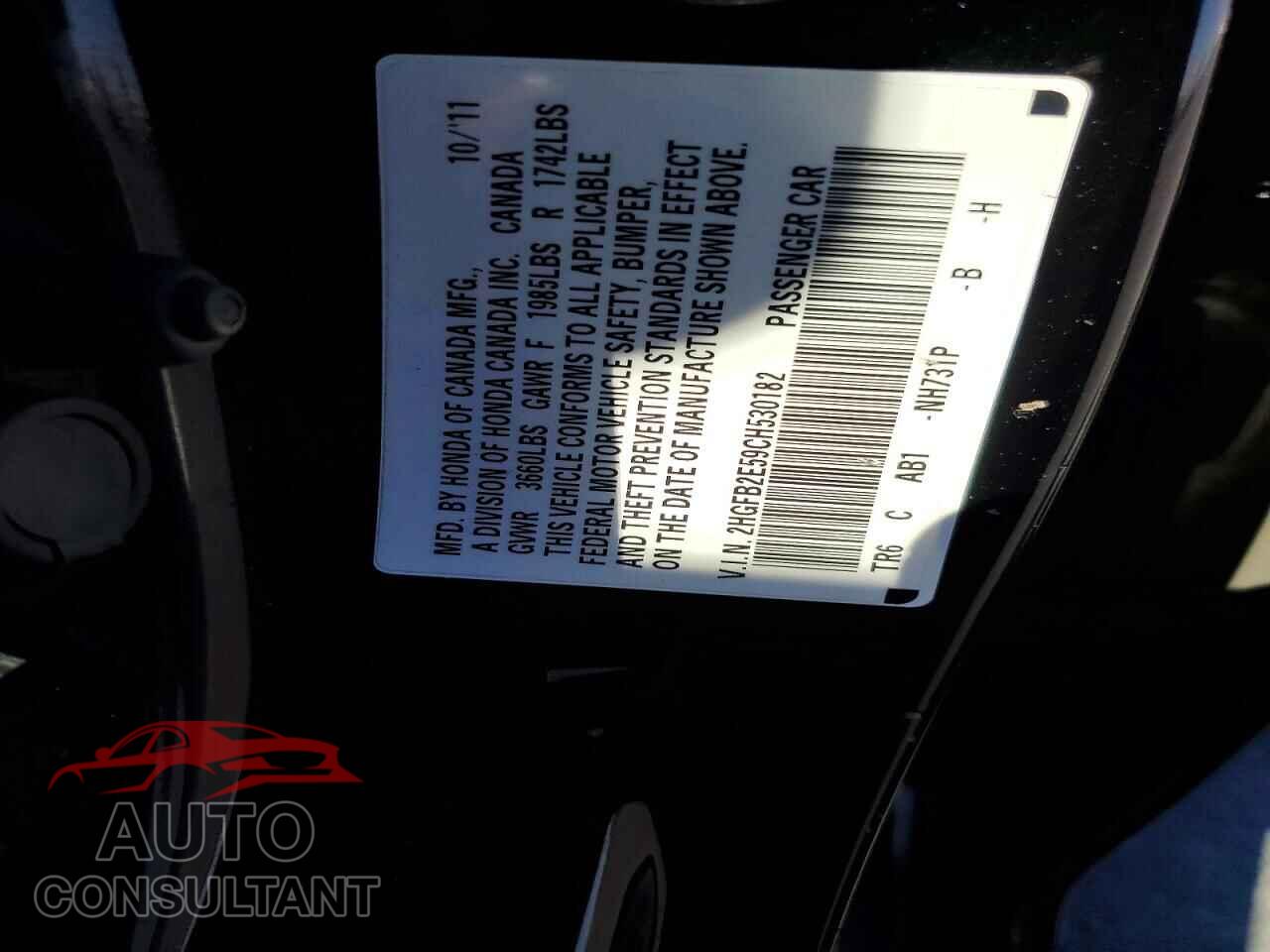 HONDA CIVIC 2012 - 2HGFB2E59CH530182
