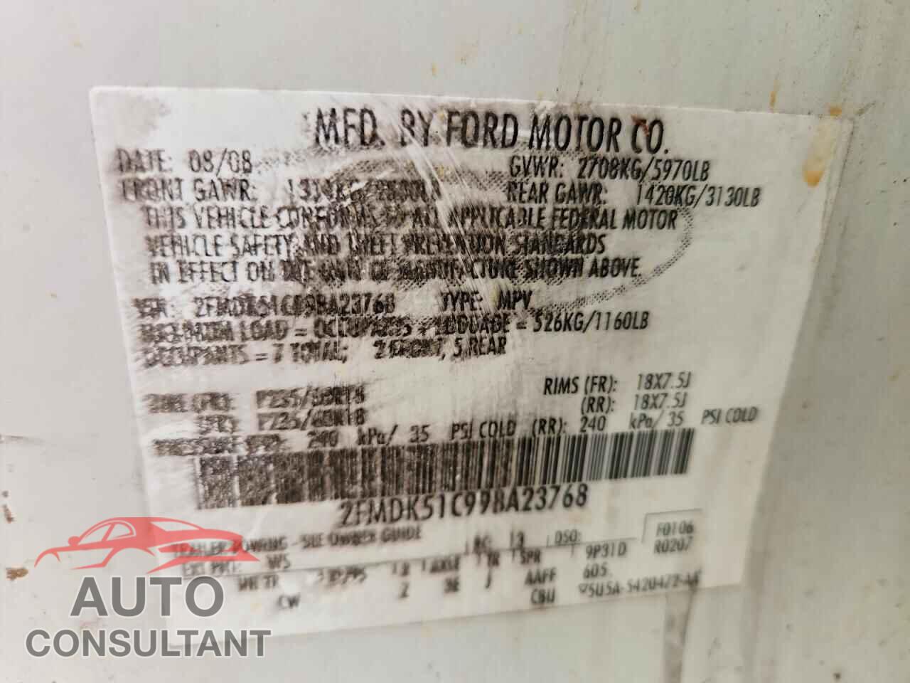 FORD FLEX 2009 - 2FMDK51C99BA23768