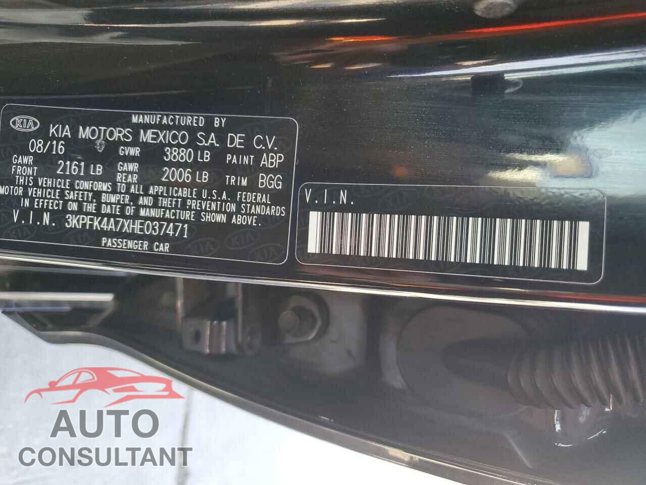 KIA FORTE 2017 - 3KPFK4A7XHE037471