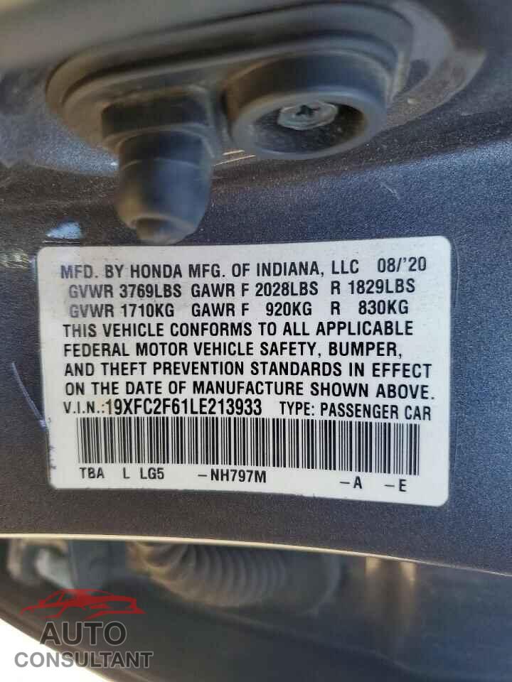 HONDA CIVIC 2020 - 19XFC2F61LE213933