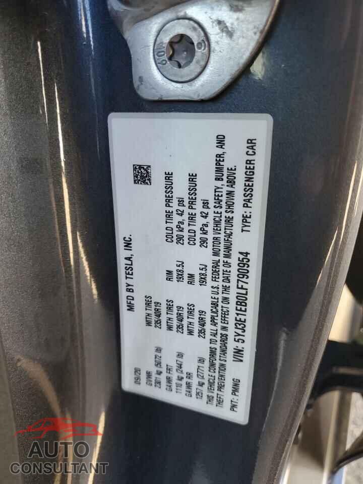 TESLA MODEL 3 2020 - 5YJ3E1EB0LF790954