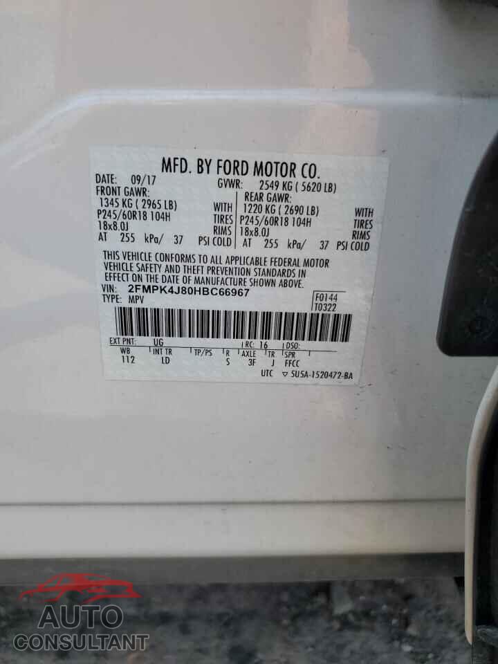 FORD EDGE 2017 - 2FMPK4J80HBC66967