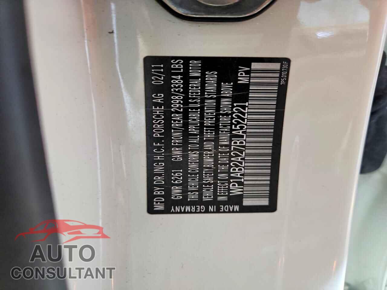 PORSCHE CAYENNE 2011 - WP1AB2A27BLA52221