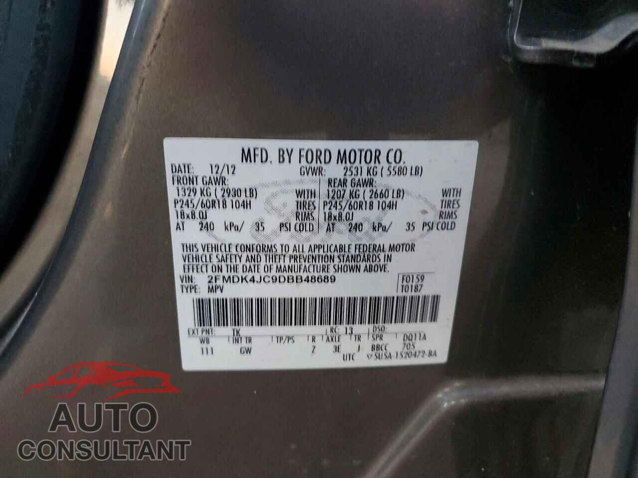 FORD EDGE 2013 - 2FMDK4JC9DBB48689