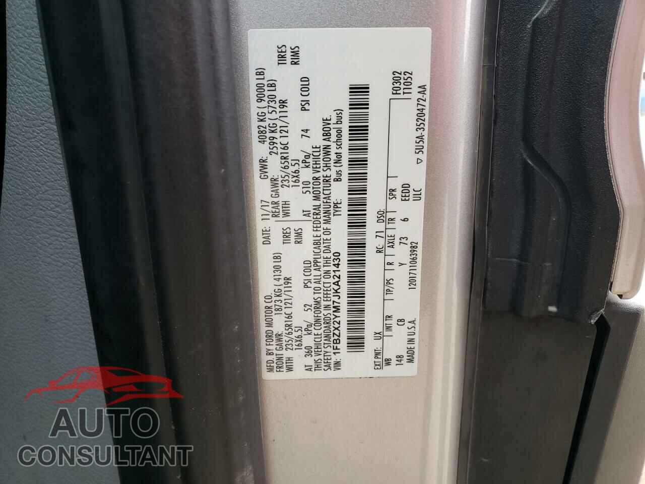 FORD TRANSIT 2018 - 1FBZX2YM7JKA21430