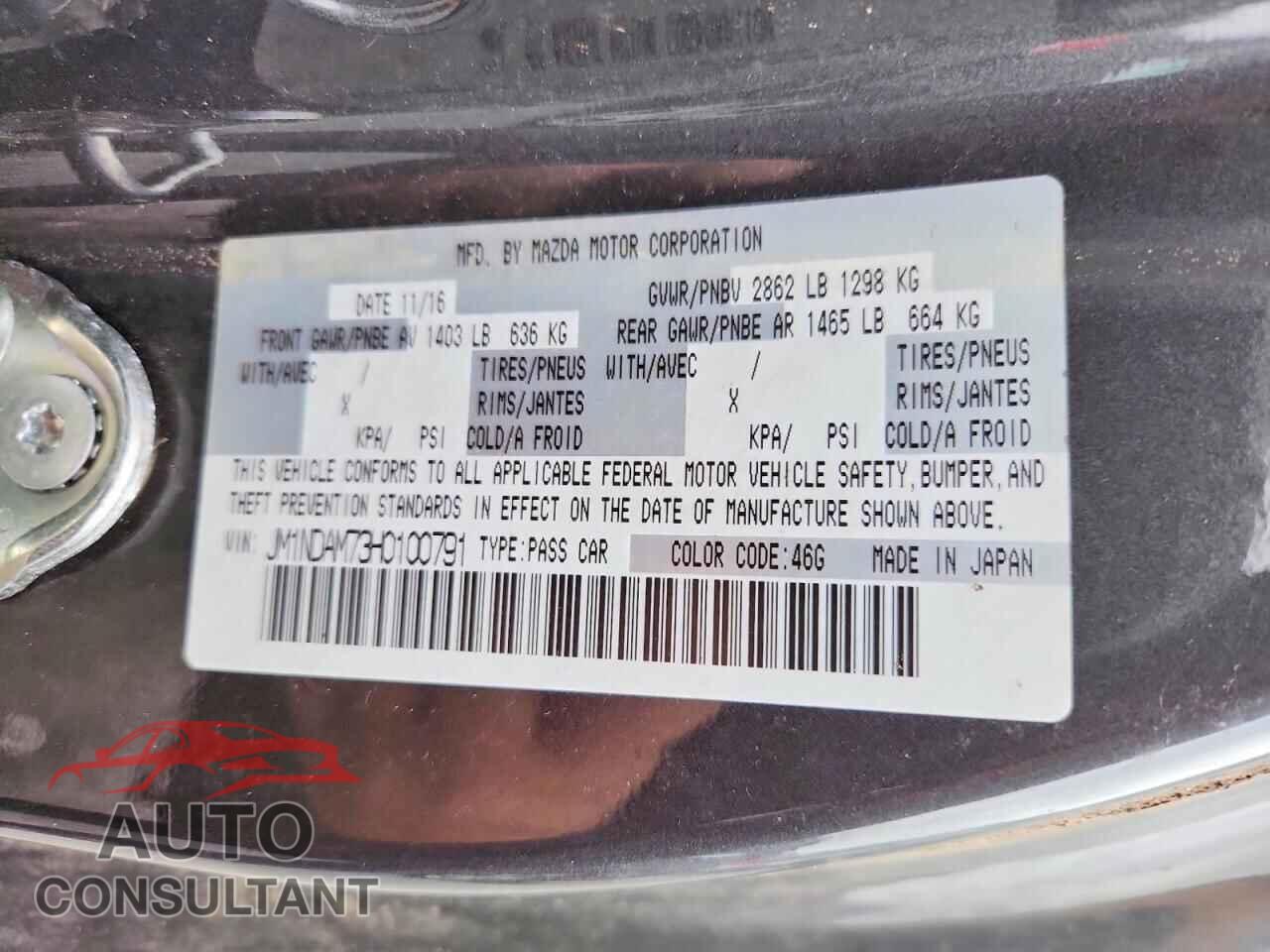 MAZDA MX5 2017 - JM1NDAM73H0100791