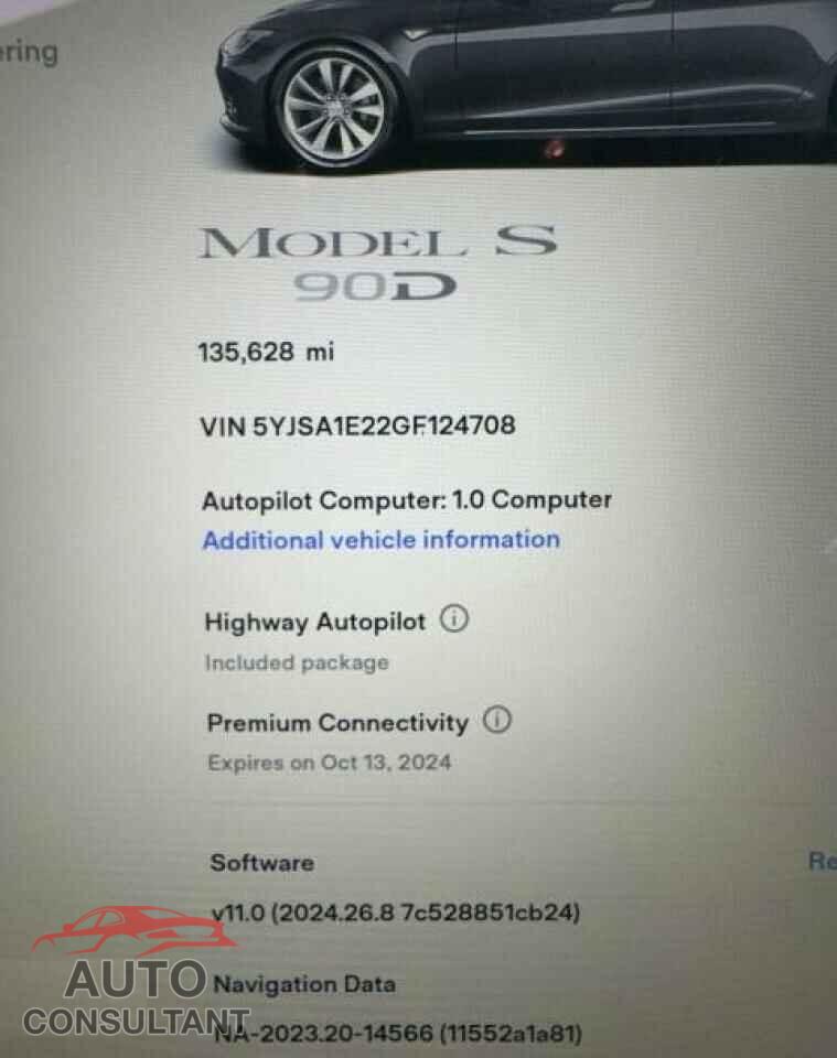 TESLA MODEL S 2016 - 5YJSA1E22GF124708