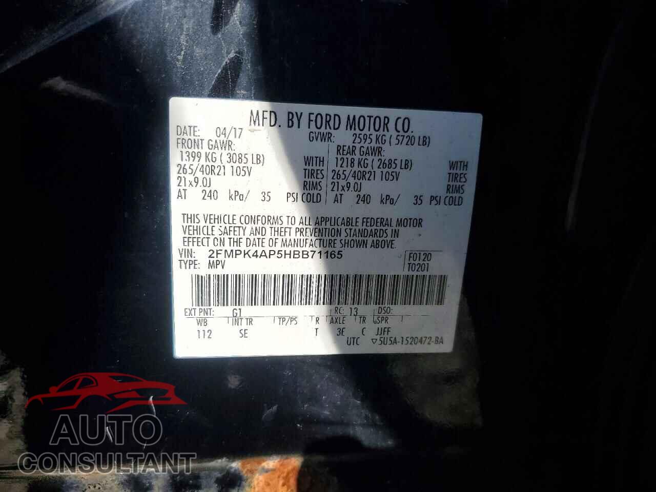 FORD EDGE 2017 - 2FMPK4AP5HBB71165