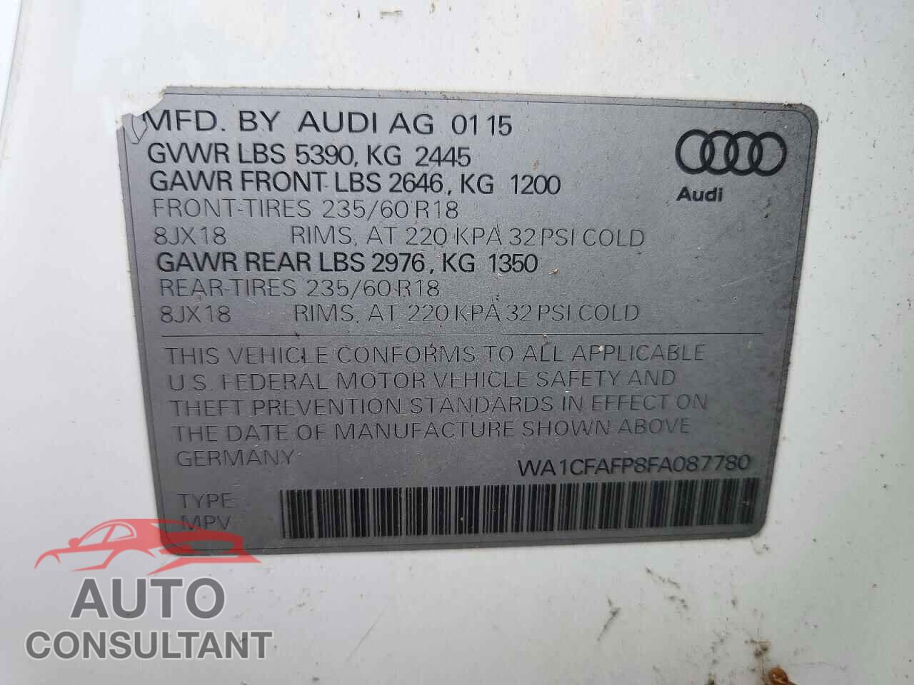 AUDI Q5 2015 - WA1CFAFP8FA087780