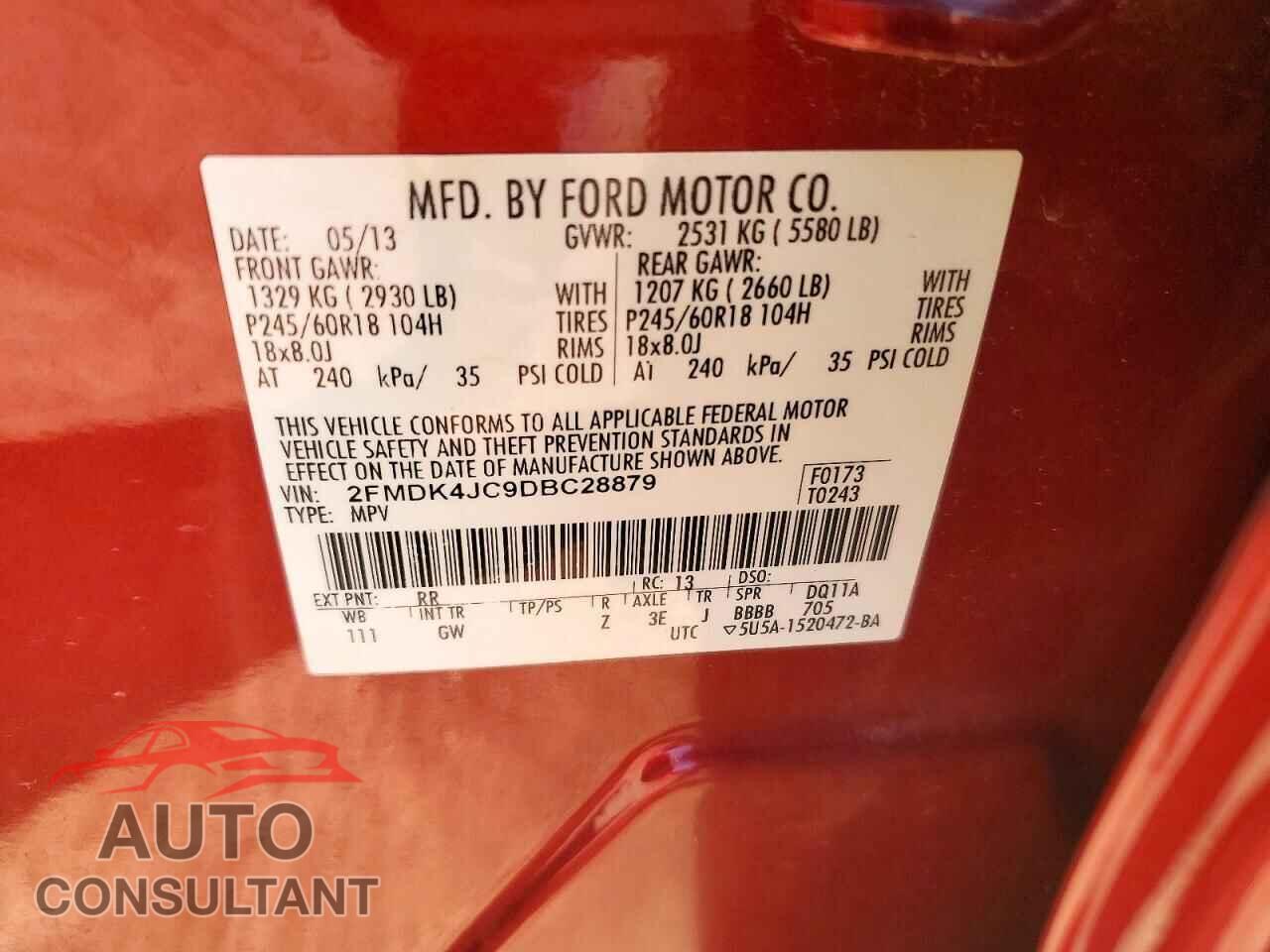 FORD EDGE 2013 - 2FMDK4JC9DBC28879