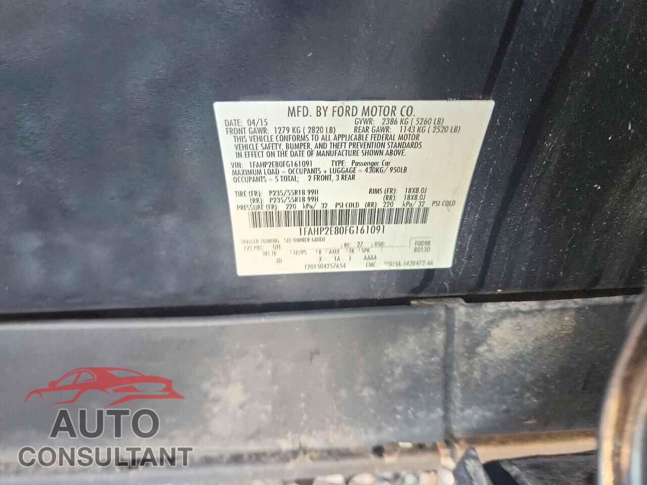 FORD TAURUS 2015 - 1FAHP2E80FG161091