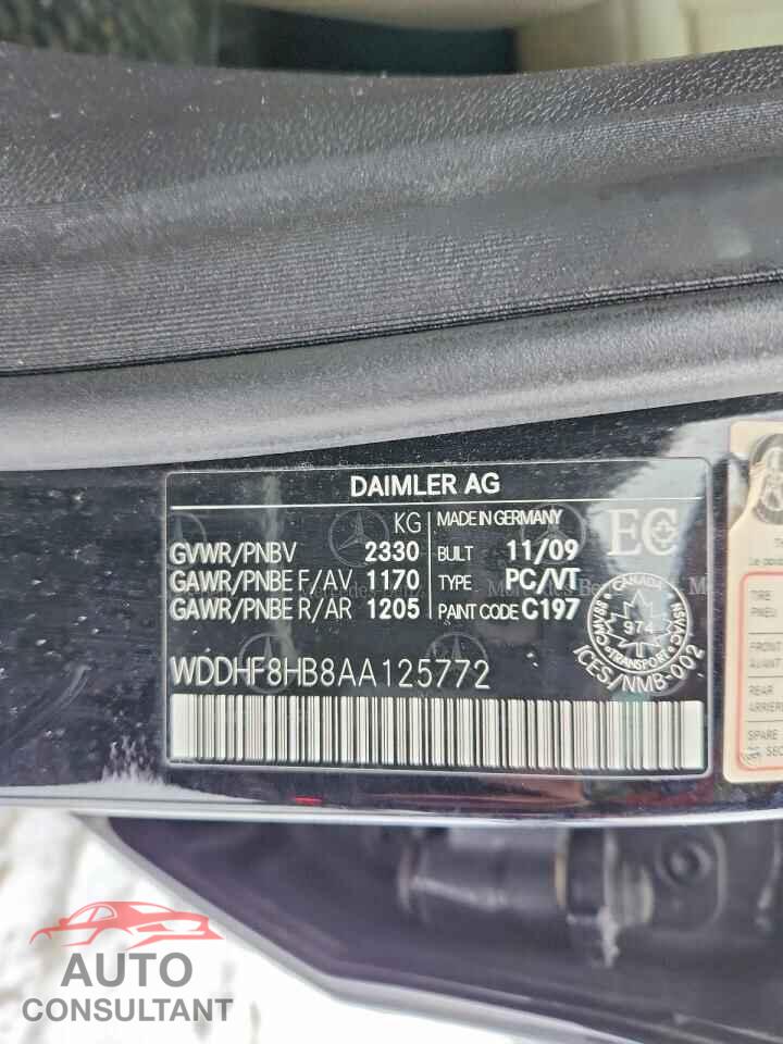 MERCEDES-BENZ E-CLASS 2010 - WDDHF8HB8AA125772
