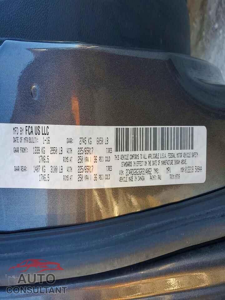 DODGE CARAVAN 2016 - 2C4RDGBG3GR314062
