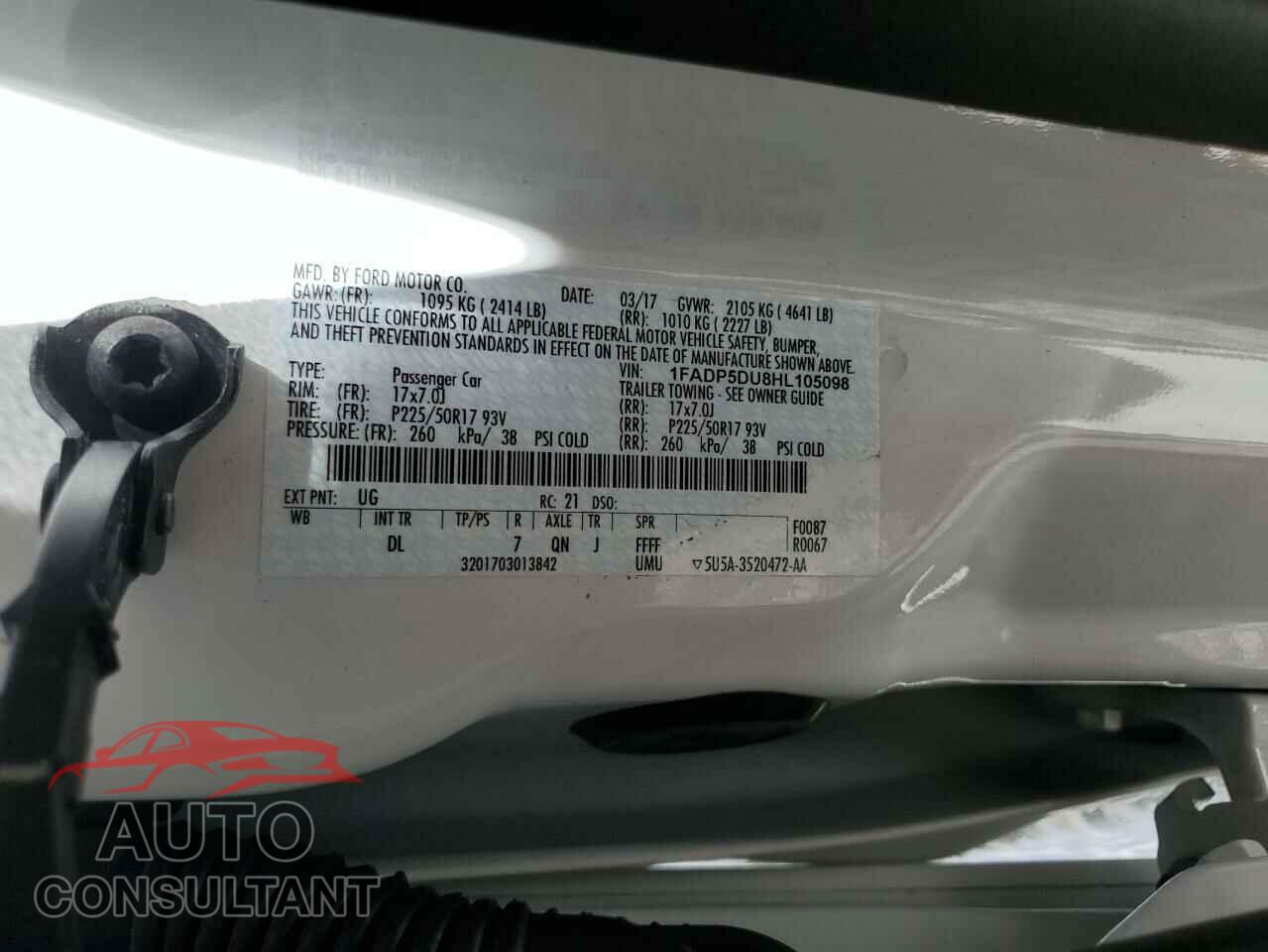 FORD CMAX 2017 - 1FADP5DU8HL105098