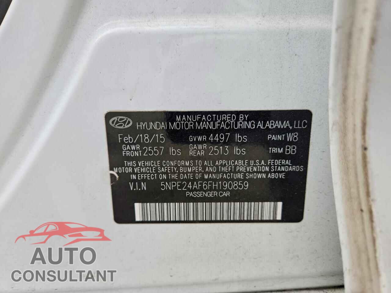 HYUNDAI SONATA 2015 - 5NPE24AF6FH190859