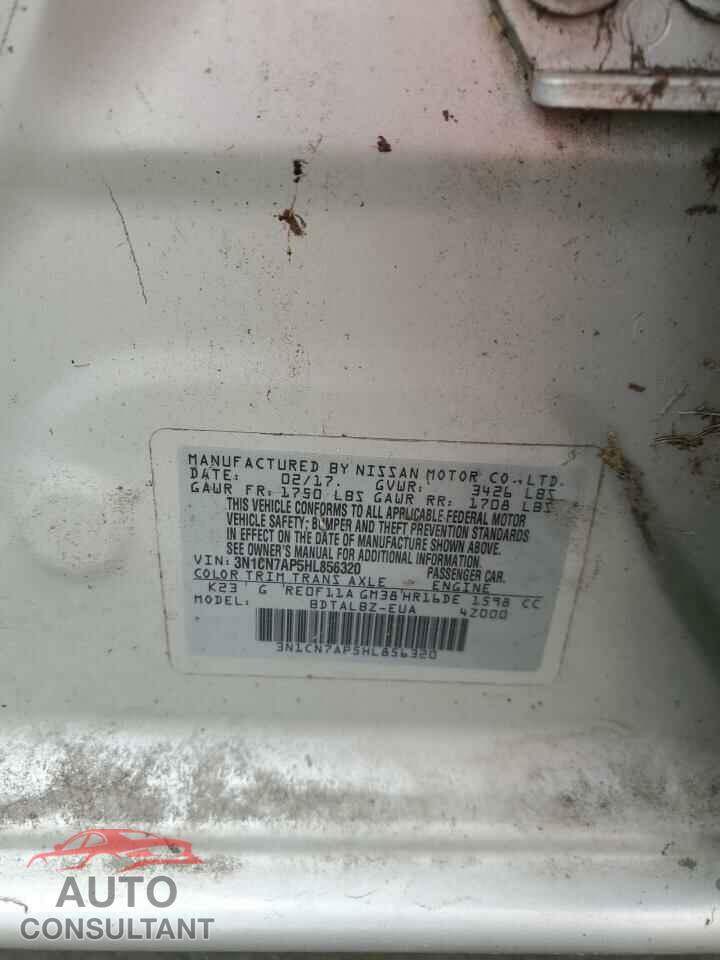 NISSAN VERSA 2017 - 3N1CN7AP5HL856320