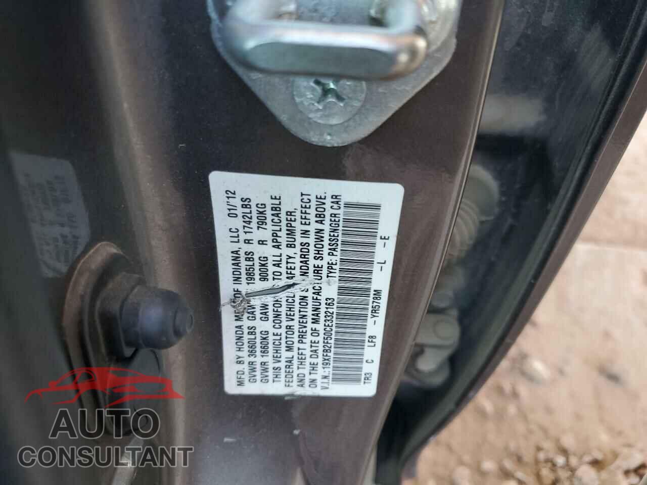 HONDA CIVIC 2012 - 19XFB2F50CE332163