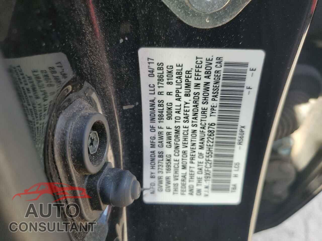 HONDA CIVIC 2017 - 19XFC2F55HE226876