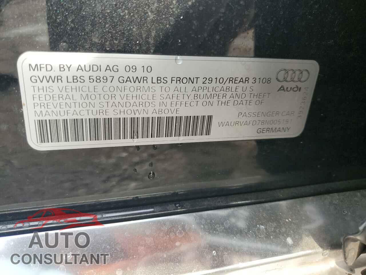 AUDI A8 2011 - WAURVAFD7BN005191