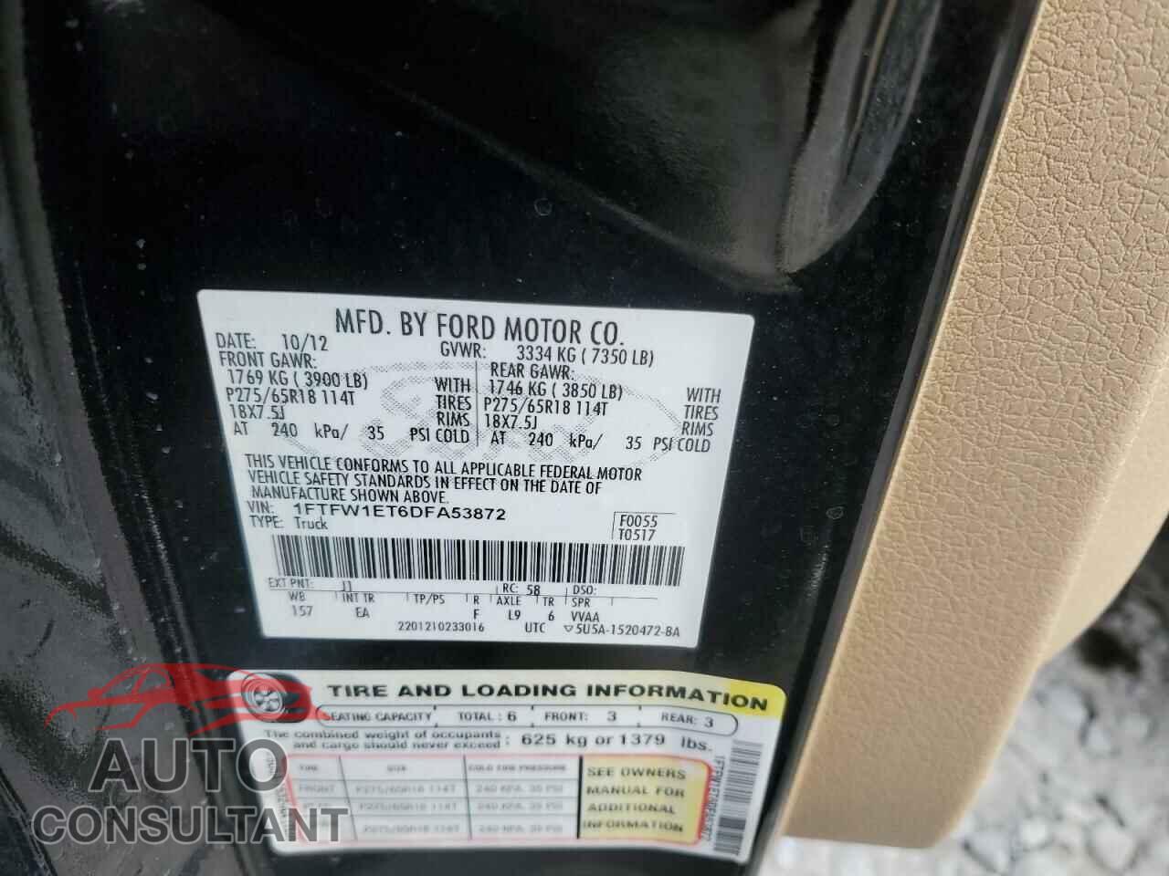 FORD F-150 2013 - 1FTFW1ET6DFA53872