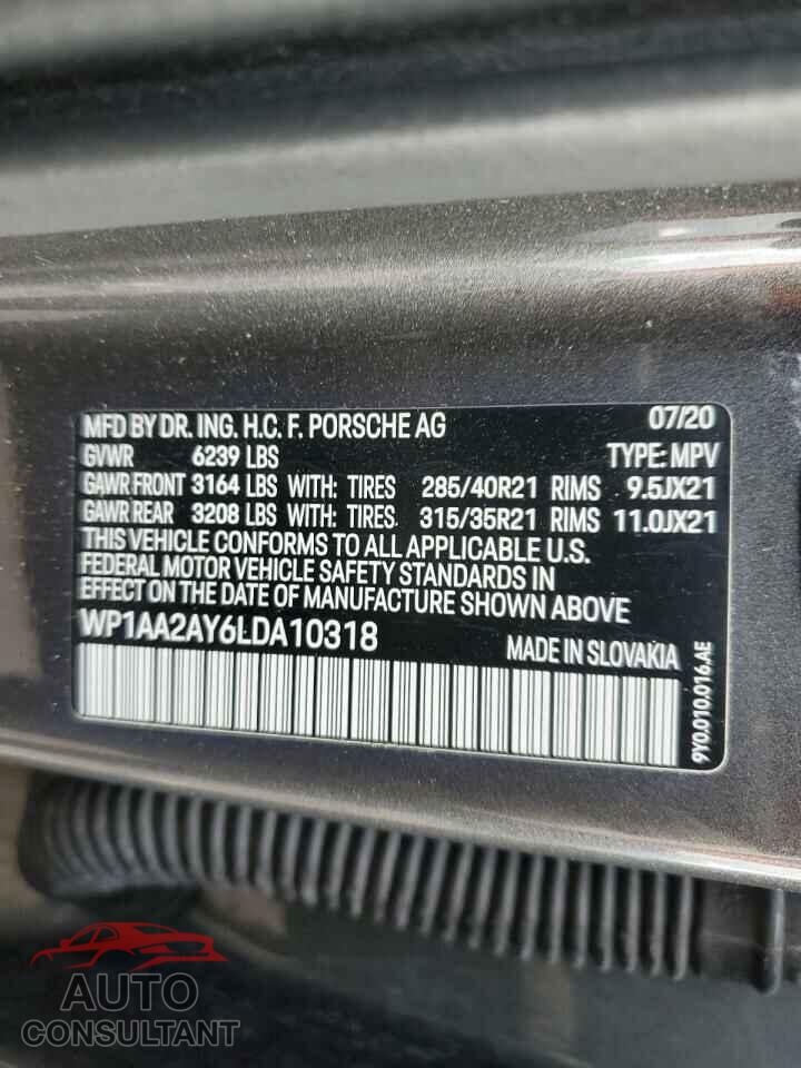 PORSCHE CAYENNE 2020 - WP1AA2AY6LDA10318
