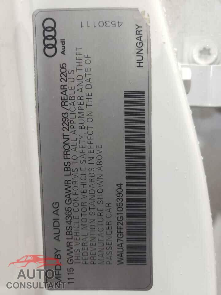 AUDI A3 2016 - WAUA7GFF2G1053904