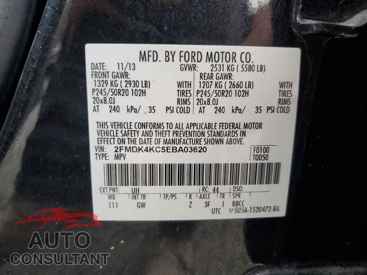 FORD EDGE 2014 - 2FMDK4KC5EBA03620