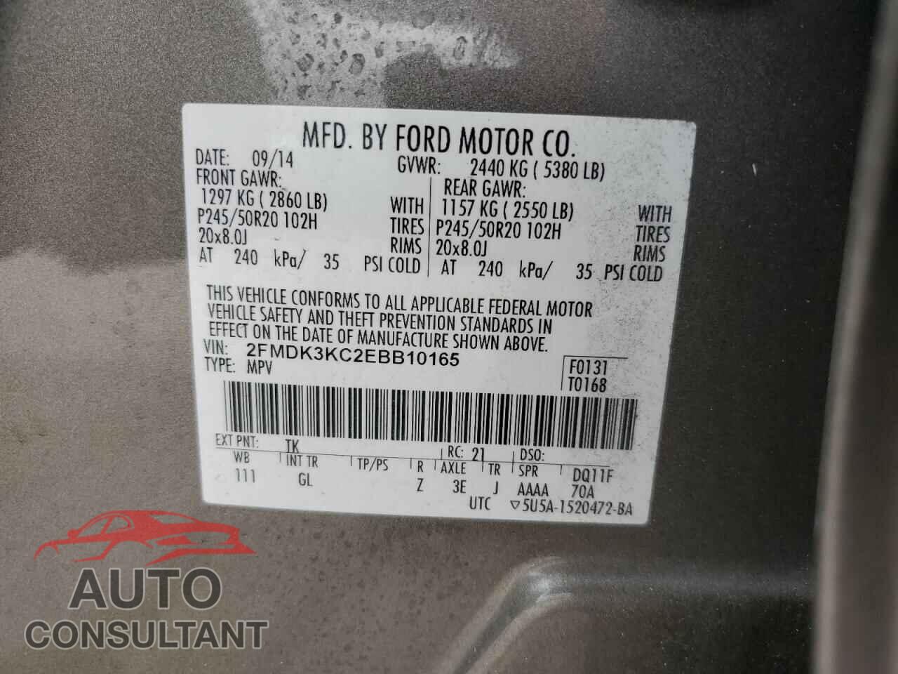 FORD EDGE 2014 - 2FMDK3KC2EBB10165