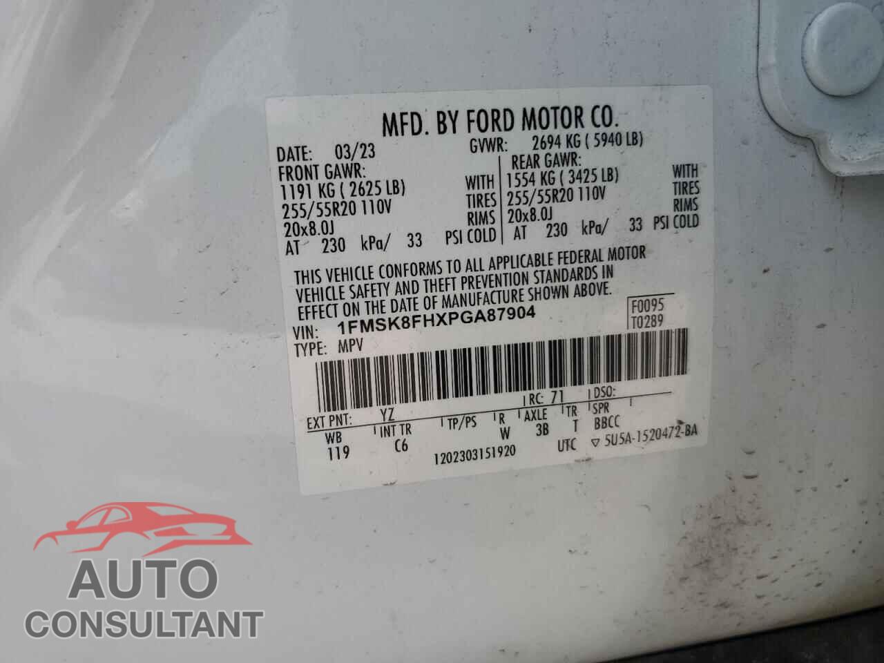 FORD EXPLORER 2023 - 1FMSK8FHXPGA87904