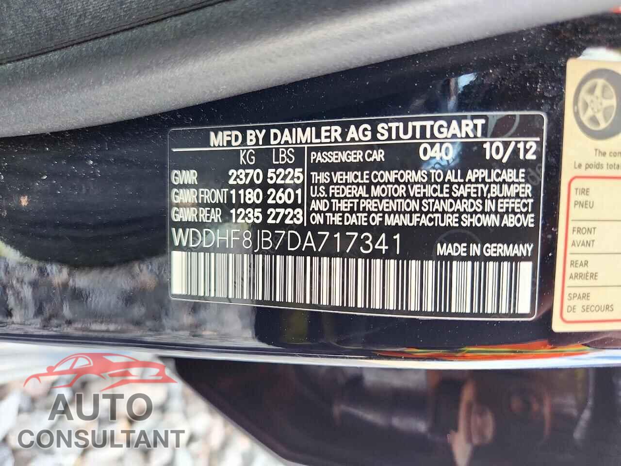 MERCEDES-BENZ E-CLASS 2013 - WDDHF8JB7DA717341