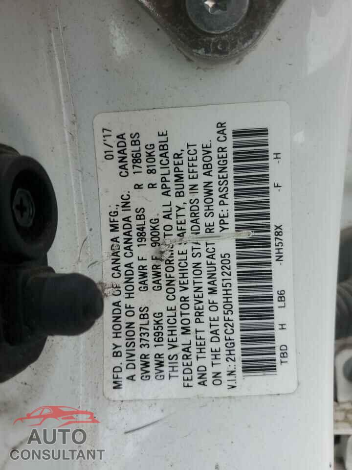 HONDA CIVIC 2017 - 2HGFC2F50HH512205