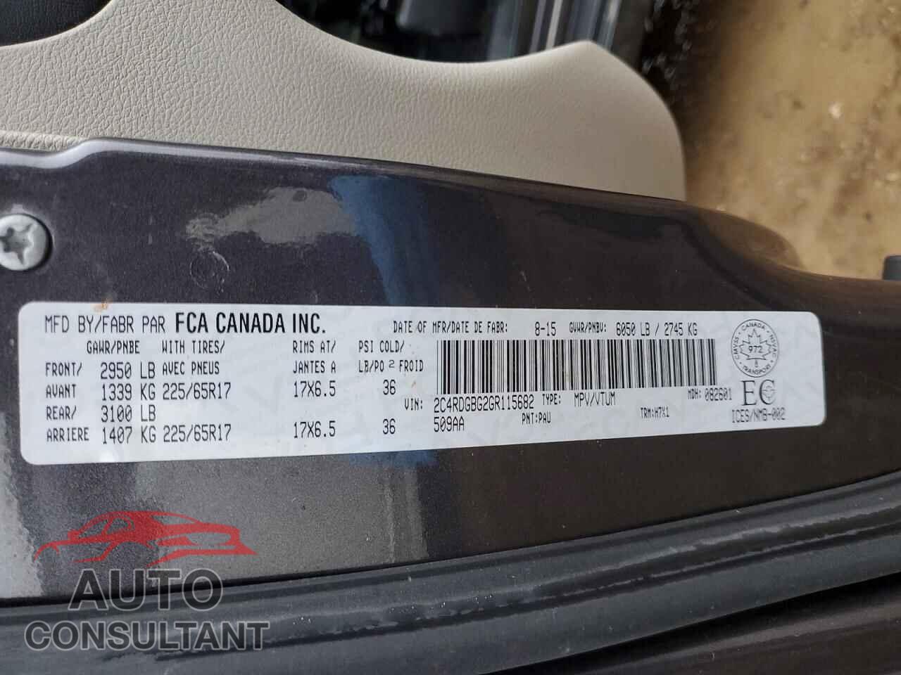 DODGE CARAVAN 2016 - 2C4RDGBG2GR115682
