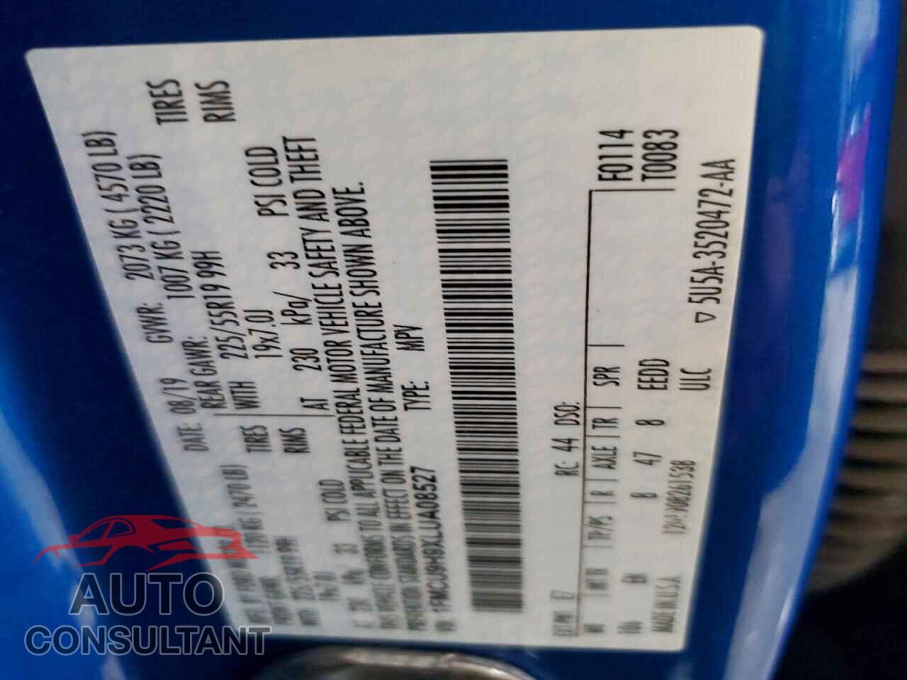 FORD ESCAPE 2020 - 1FMCU9H9XLUA08527