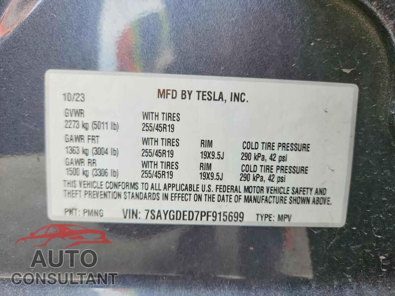 TESLA MODEL Y 2023 - 7SAYGDED7PF915699