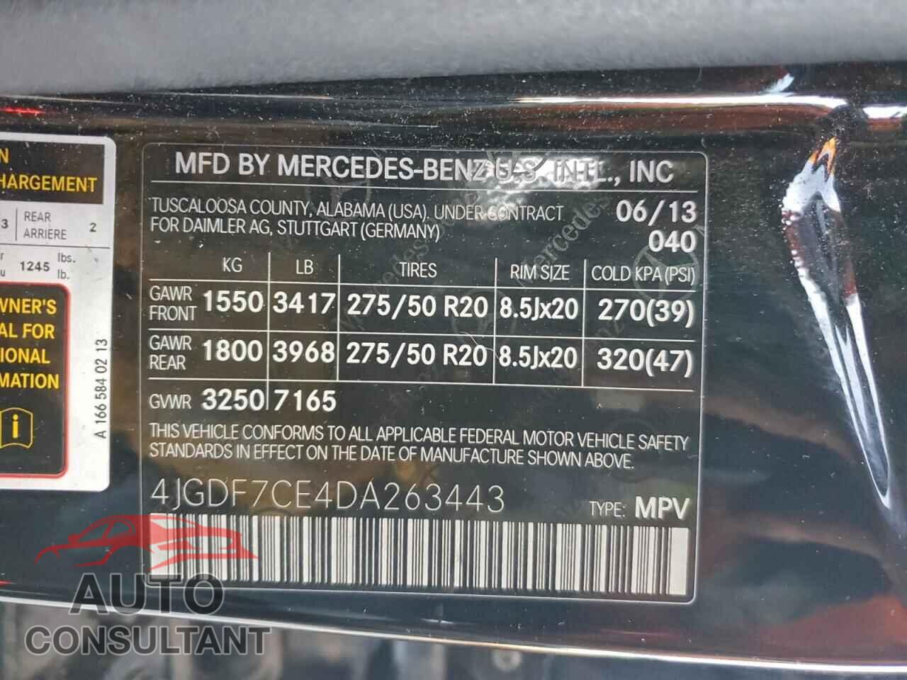 MERCEDES-BENZ GL-CLASS 2013 - 4JGDF7CE4DA263443