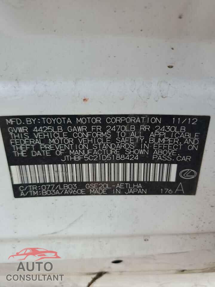 LEXUS IS 2013 - JTHBF5C21D5188424