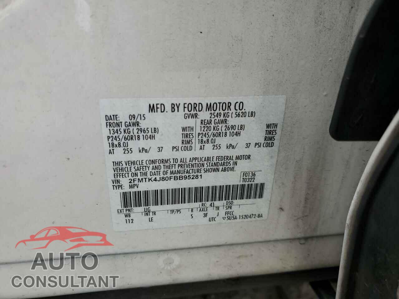 FORD EDGE 2015 - 2FMTK4J80FBB95281