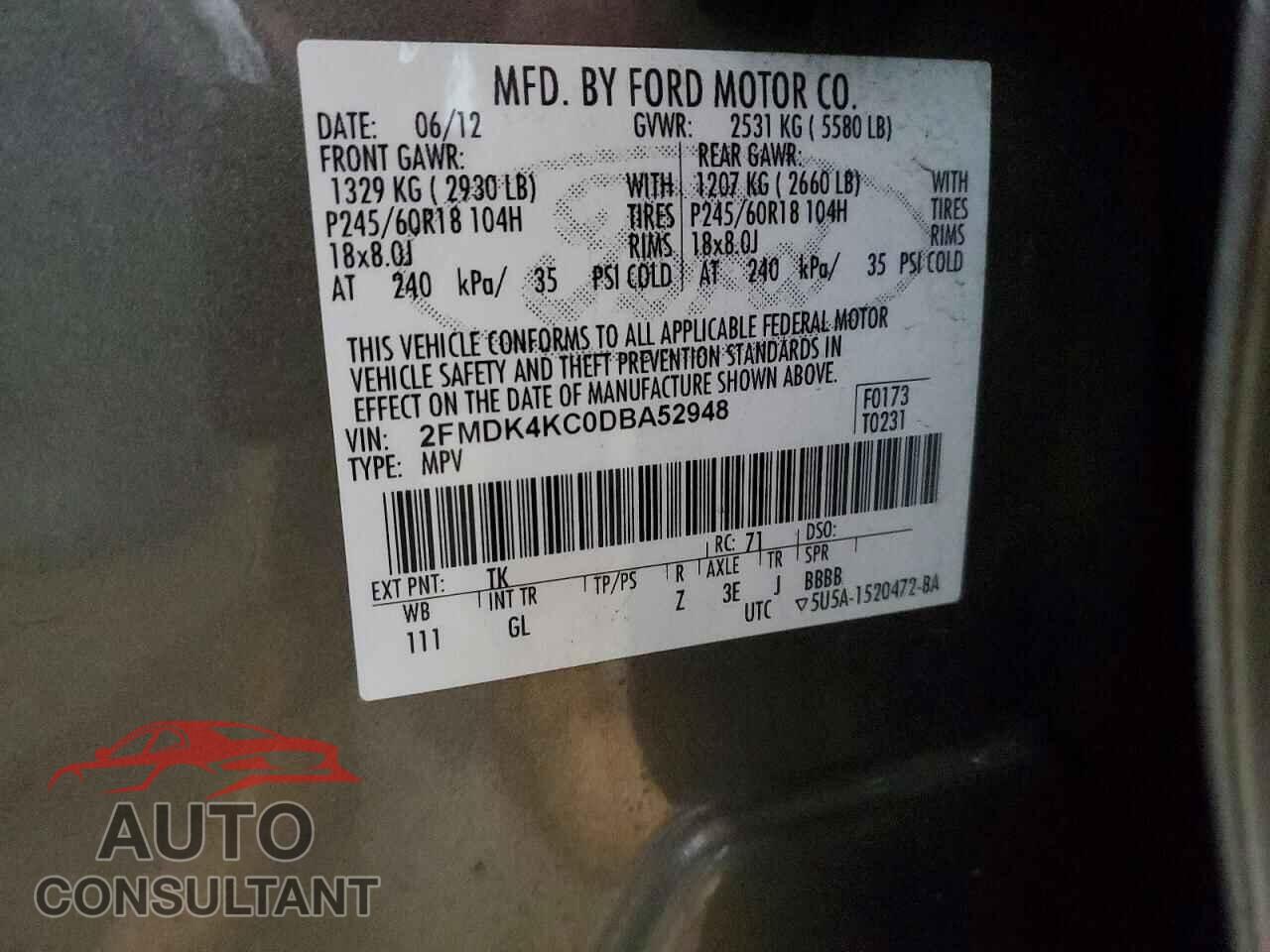 FORD EDGE 2013 - 2FMDK4KC0DBA52948