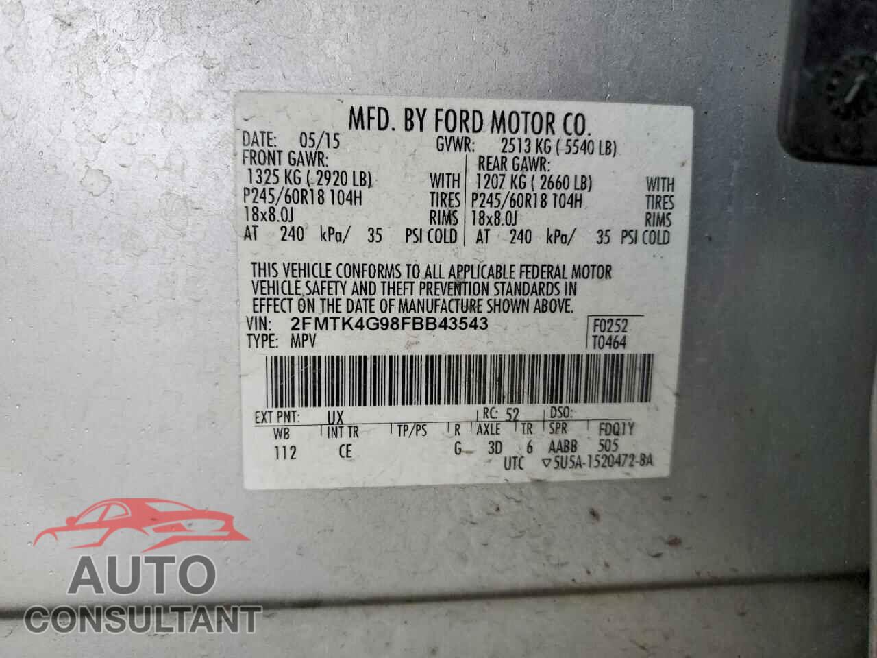 FORD EDGE 2015 - 2FMTK4G98FBB43543
