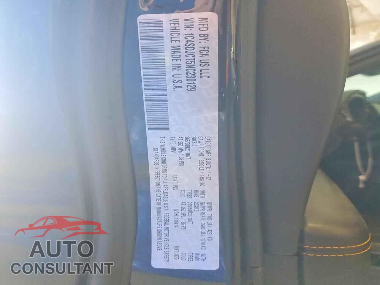 DODGE DURANGO 2022 - 1C4SDJCT5NC230129