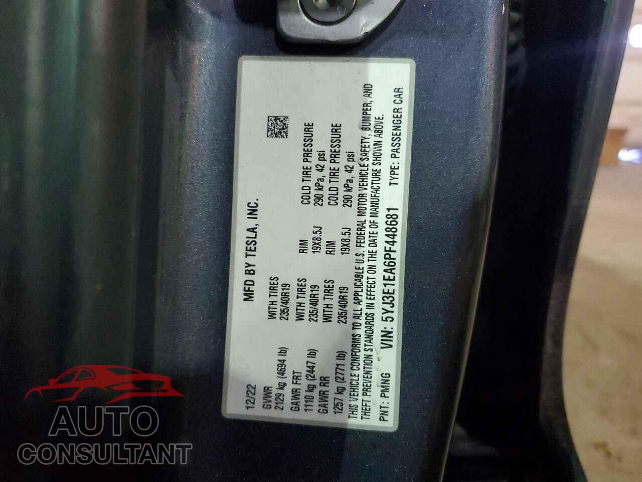 TESLA MODEL 3 2023 - 5YJ3E1EA6PF448681