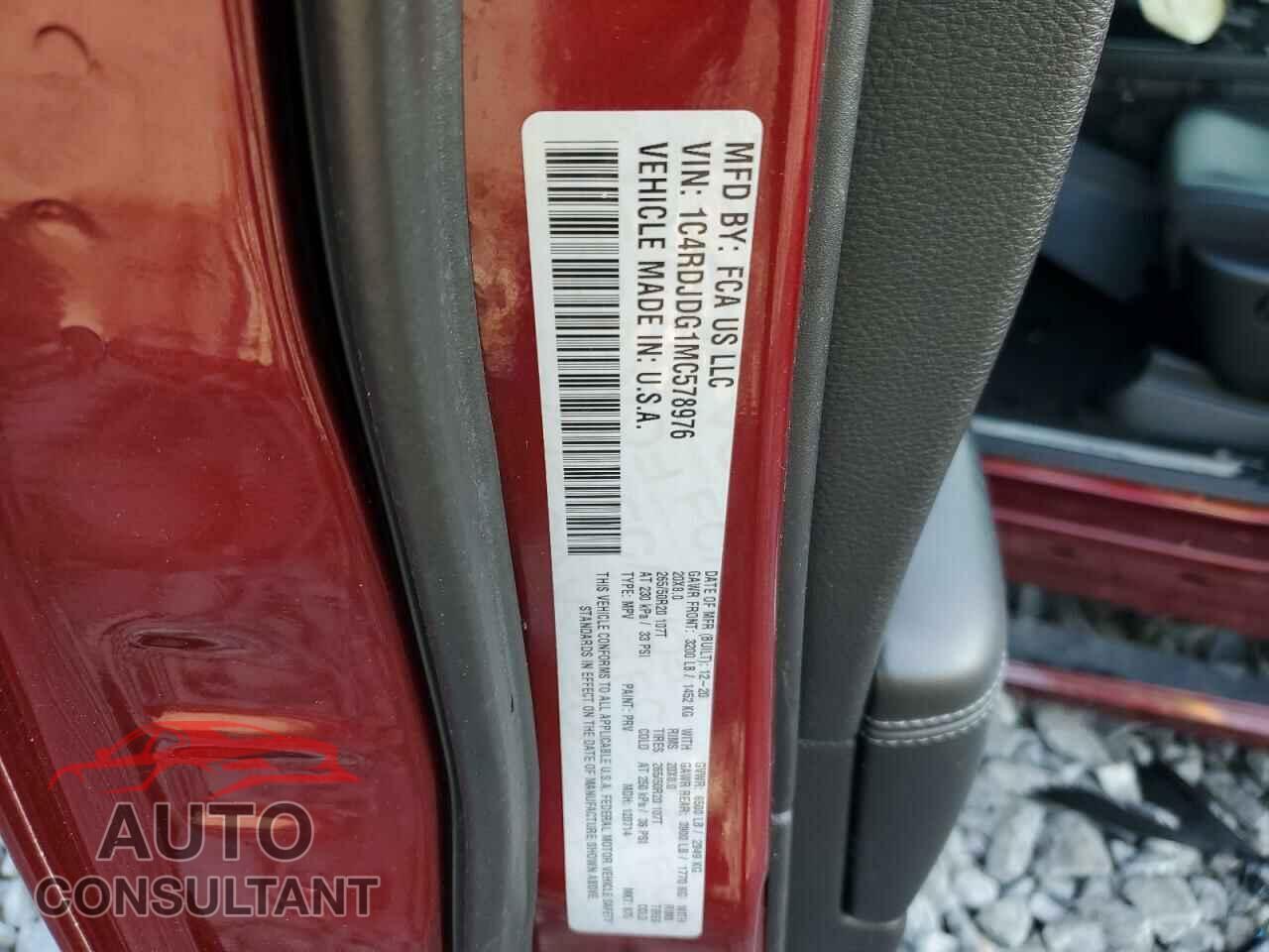 DODGE DURANGO 2021 - 1C4RDJDG1MC578976