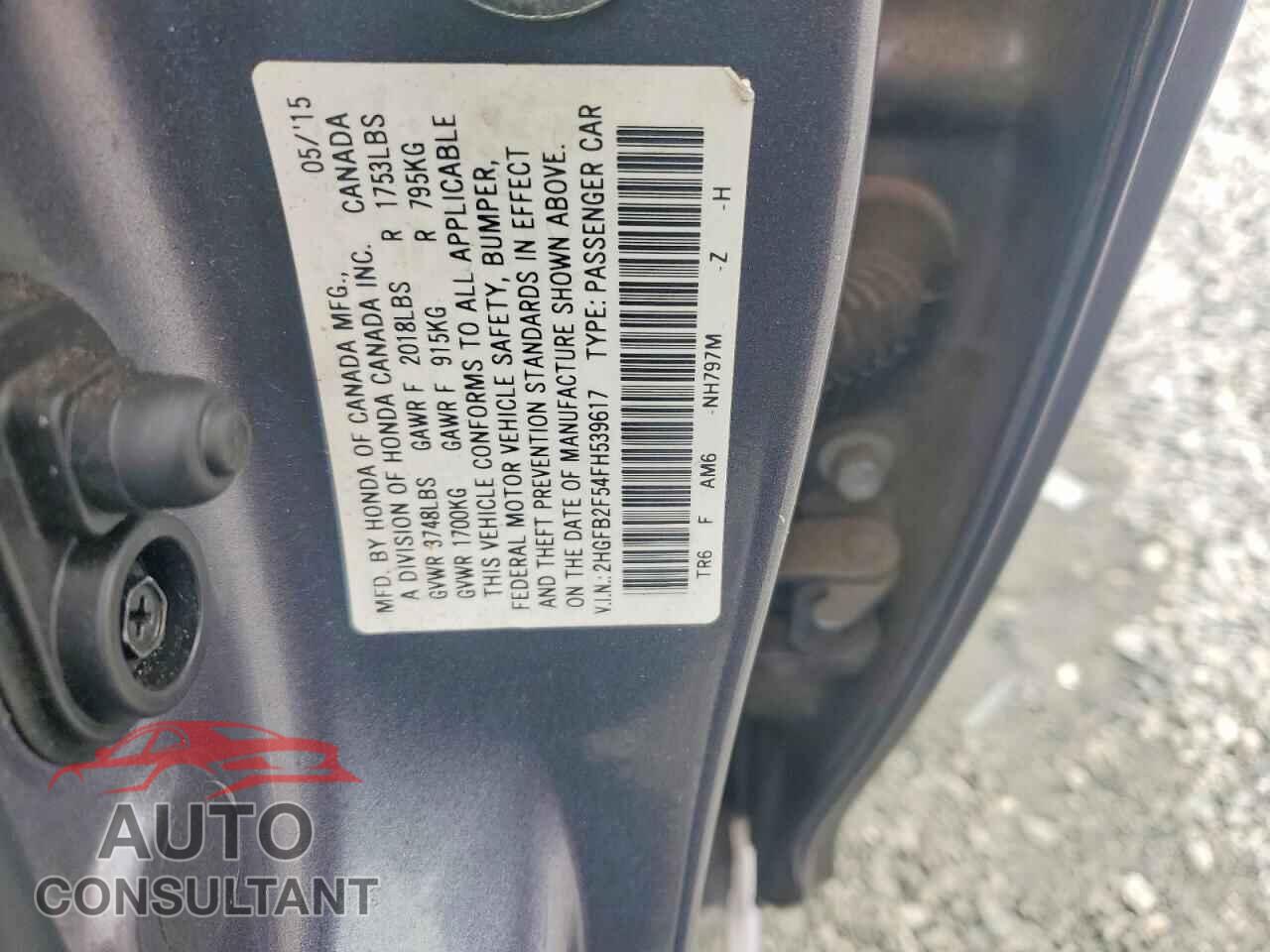HONDA CIVIC 2015 - 2HGFB2F54FH539617